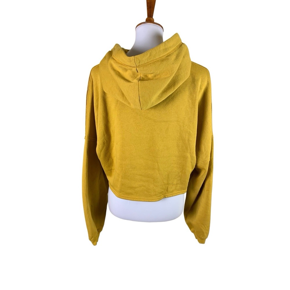 Savage X Fenty Mustard Yellow Cropped Hoodie Oversized Streetwear Medium - Picture 3 of 6